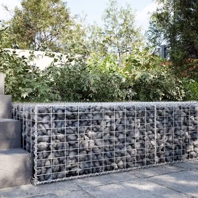 Berkfield Home Silver Galvanised Steel Gabion Basket with Cover, W: 100 cm, D: 100 cm, H: 50 cm – 1