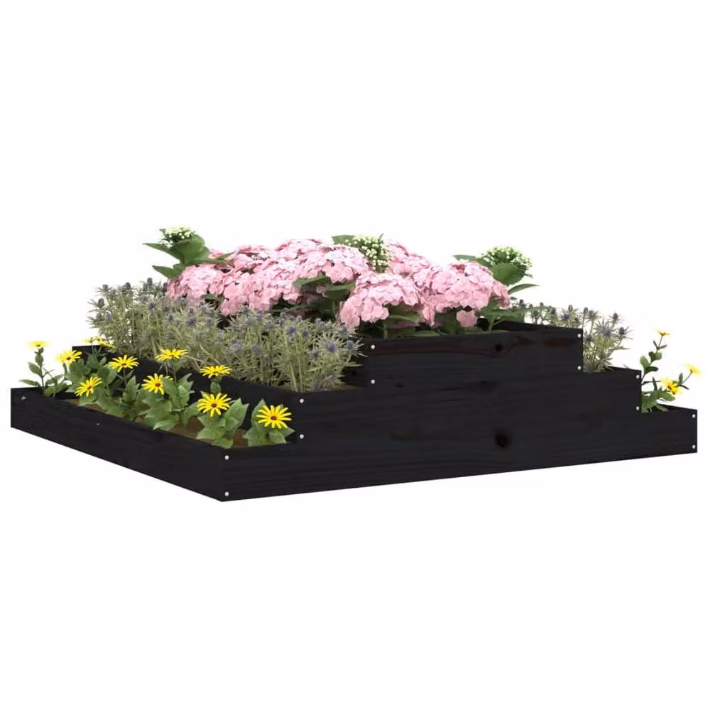 Berkfield Home Black Wooden Raised Bed Planter W/D/H: 110 x 110 x 27 cm – 3