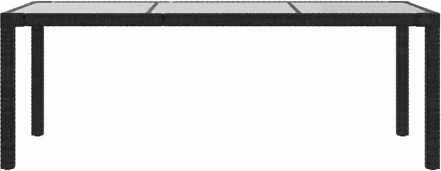 Berkfield Home Rectangular Garden Table in Black with Tempered Glass and Poly Rattan, W/D/H: 190 x 90 x 75 cm – 1