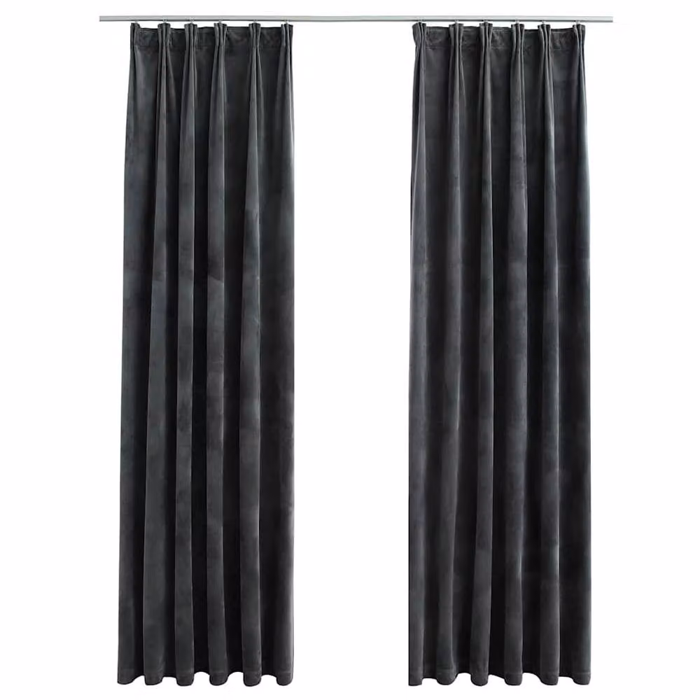 Berkfield Home Elegant Blackout Velvet Curtains, 2 Pack, Anthracite Grey, W: 140 cm x H: 245 cm – 3