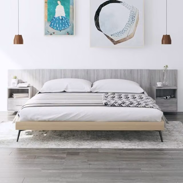 Berkfield Home Bed Headboard with Cabinets in Grey Sonoma Engineered Wood – 1