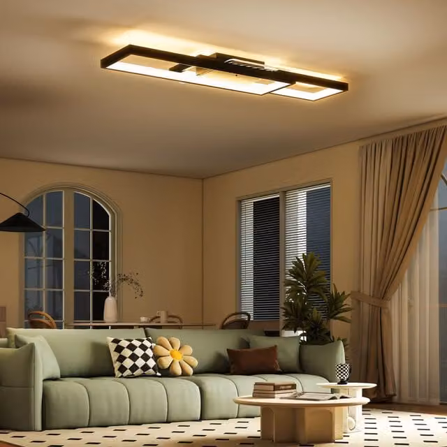 HOMCOM Modern Dimmable Black Ceiling Light with Remote Control and Adjustable Colour Temperatures
