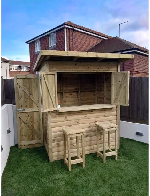Churnet Valley Garden Furniture Ltd The Castleton Garden Bar in Brown Wood, W: 182 cm, D: 122 cm, H: 240 cm