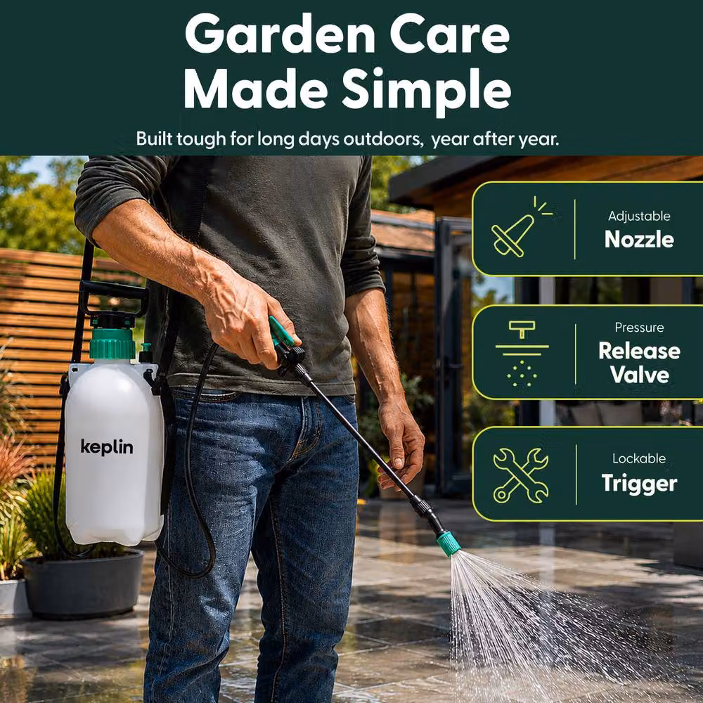 Keplin 5L Manual Pressure Sprayer in White and Transparent – 7