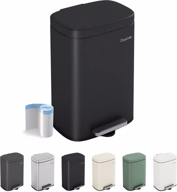 MCC Direct 5L Steel Pedal Bin with Soft Close Lid and Removable Inner Bucket, Black