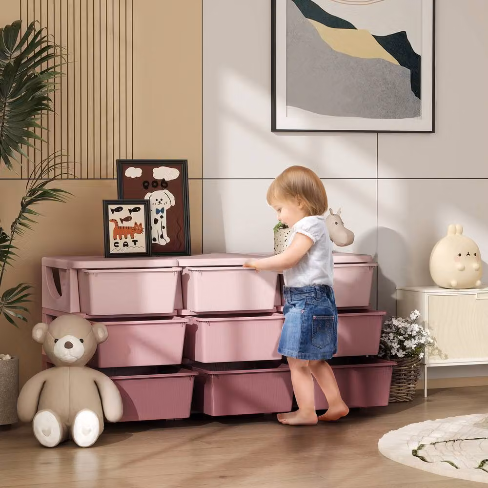 STILVORA Kids Storage Unit with 9 Drawers in Pink – 2
