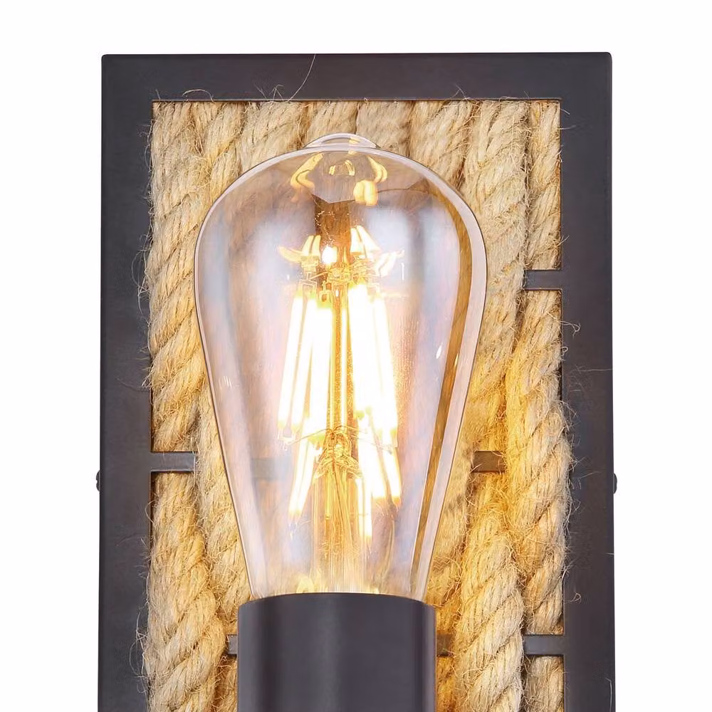 Netlighting Halia Wall Lamp in Black and Brown with Glass and Wood Details, E27, H 28 cm x W 13 cm x D 13 cm – 3