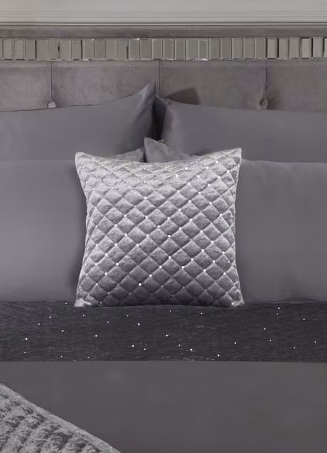 NewEdgeBlinds Glamour Square Velvet Cushion Cover in Grey