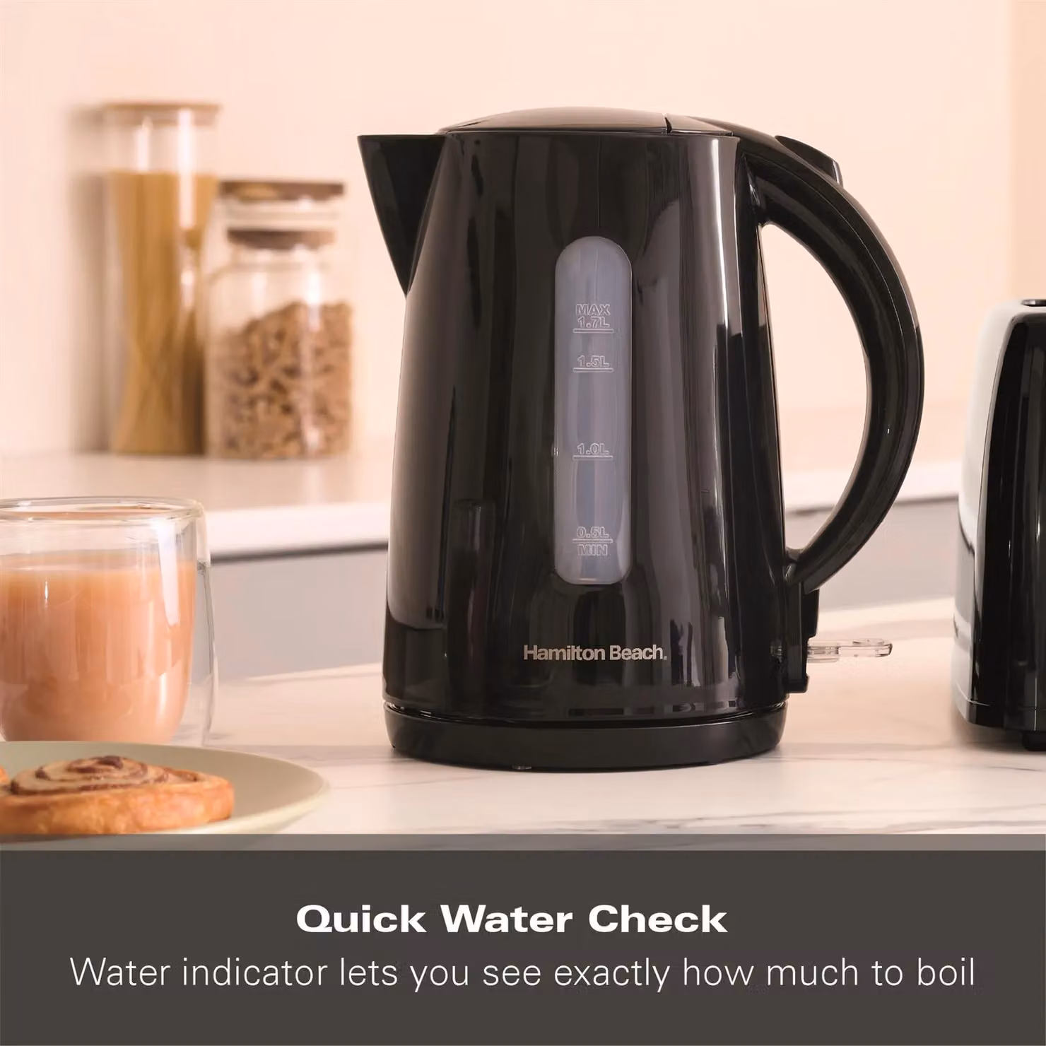 Hamilton Beach Essentials 1.7L Rapid Boil Electric Kettle in Black – 8