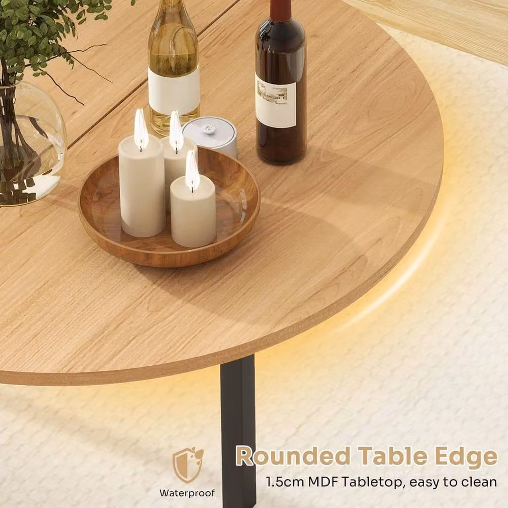 FORGEVIO Extendable Modern Wood Dining Table in Natural Brown, W/D/H: 80-140 x 80 x 75 cm – 3
