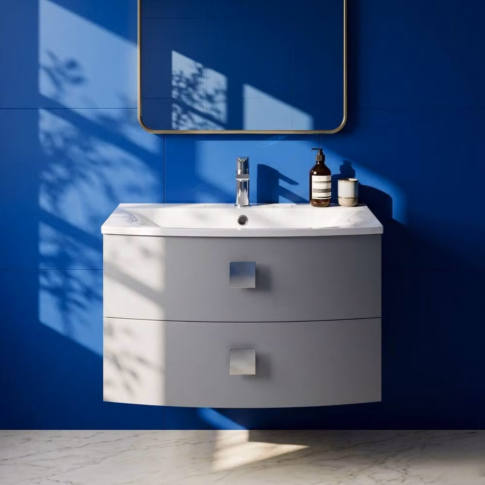 Balterley Gentleshaw Contemporary 2 Drawer Wall Hung Vanity Basin Unit, Grey, W: 70 cm, D: 43 cm – 4