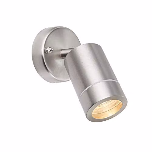 Netlighting Palin Grey Adjustable Outdoor Wall Spotlight in Stainless Steel and Glass with GU10 LED IP44 Rating