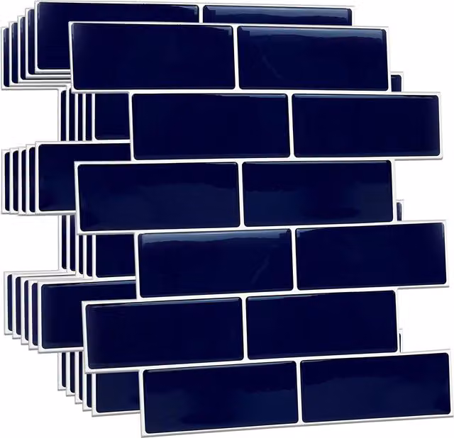 Walplus Glossy 3D Kitchen Tile Stickers in Blue