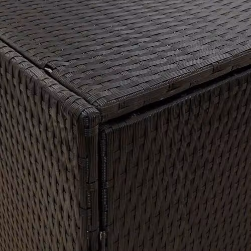 vidaXL Garden Storage Cabinet in Black Poly Rattan and Acacia Wood, W/D/H: 100 x 55.5 x 80 cm – 4