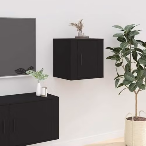 vidaXL Modern Wall Mounted TV Cabinet in Black, W/D/H: 40 x 34.5 x 40 cm – 2