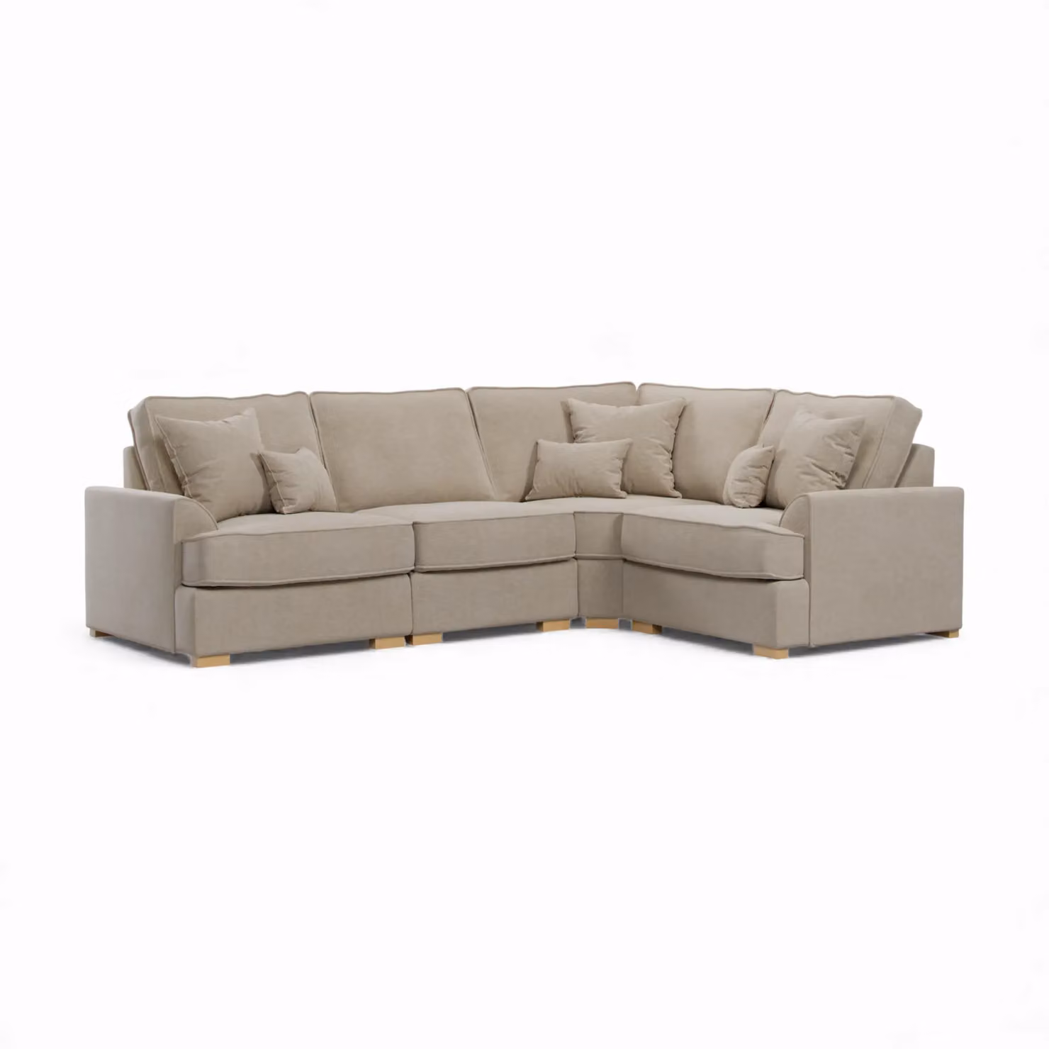 The Great Sofa Company Ophelia Right Hand Facing Chenille Corner Sofa in Sand/Beige, 3 Seater – 2