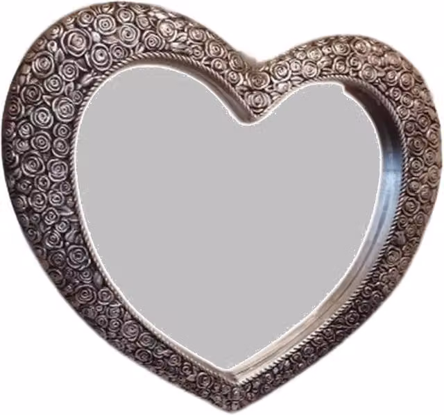 DEENZ Antique Style Floral Heart Wall Mirror in Silver