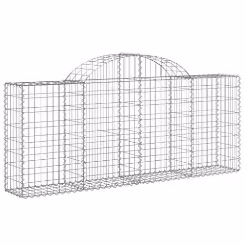 vidaXL 40-piece Arched Gabion Baskets in Silver Galvanised Steel, W/D/H: 200 x 30 x 80/100 cm