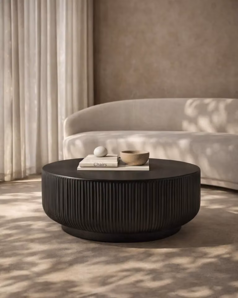 Tommy Franks Ridge Round Coffee Table in Black Matt Wood Composite