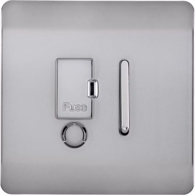 Trendi Switch 13 Amp Fused Spur with Flex Outlet in Brushed Steel