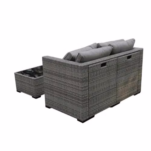 Garden Greatness Coco Rattan Lounge Garden Set with Table in Grey and Multicolour