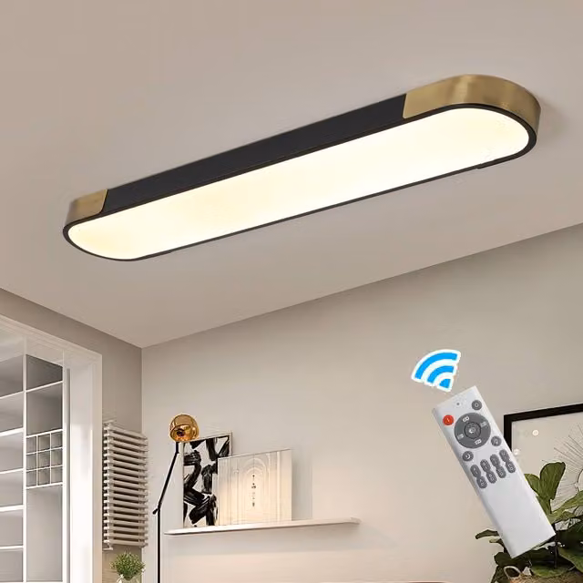 NIVOR Black LED Linear Dimmable Flush Mount Ceiling Light with Remote Control, 100 cm – 1