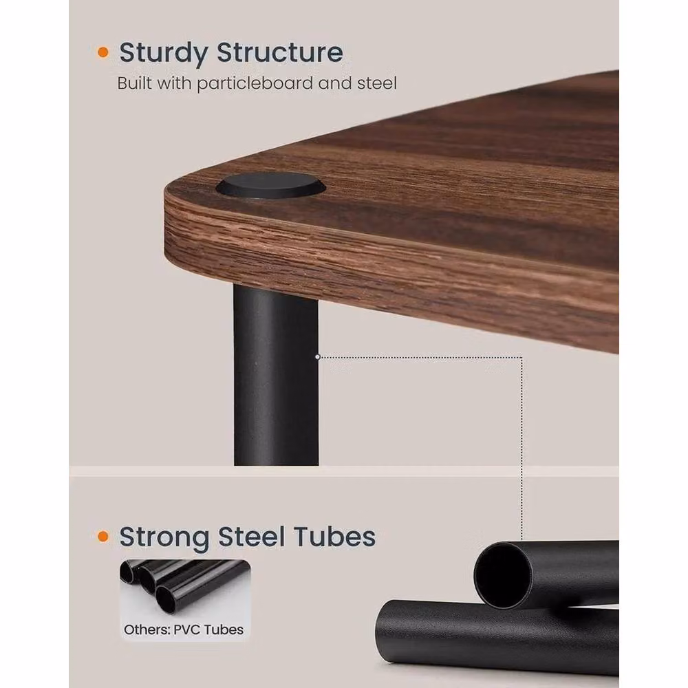 VOGREX Walnut and Black Modern TV Stand Media Console, W/D/H: 110 x 35 x 46 cm – 3