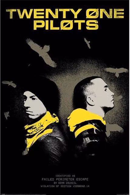 Twenty One Pilots Trench Vultures Maxi Paper Poster in Black