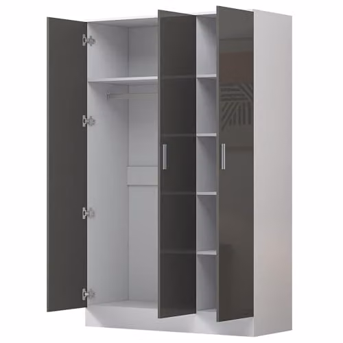 REFLECT 4-Piece Wardrobe Bundle in Grey Gloss and Matt White, H 180 cm x W 365 cm x D 103 cm – 2