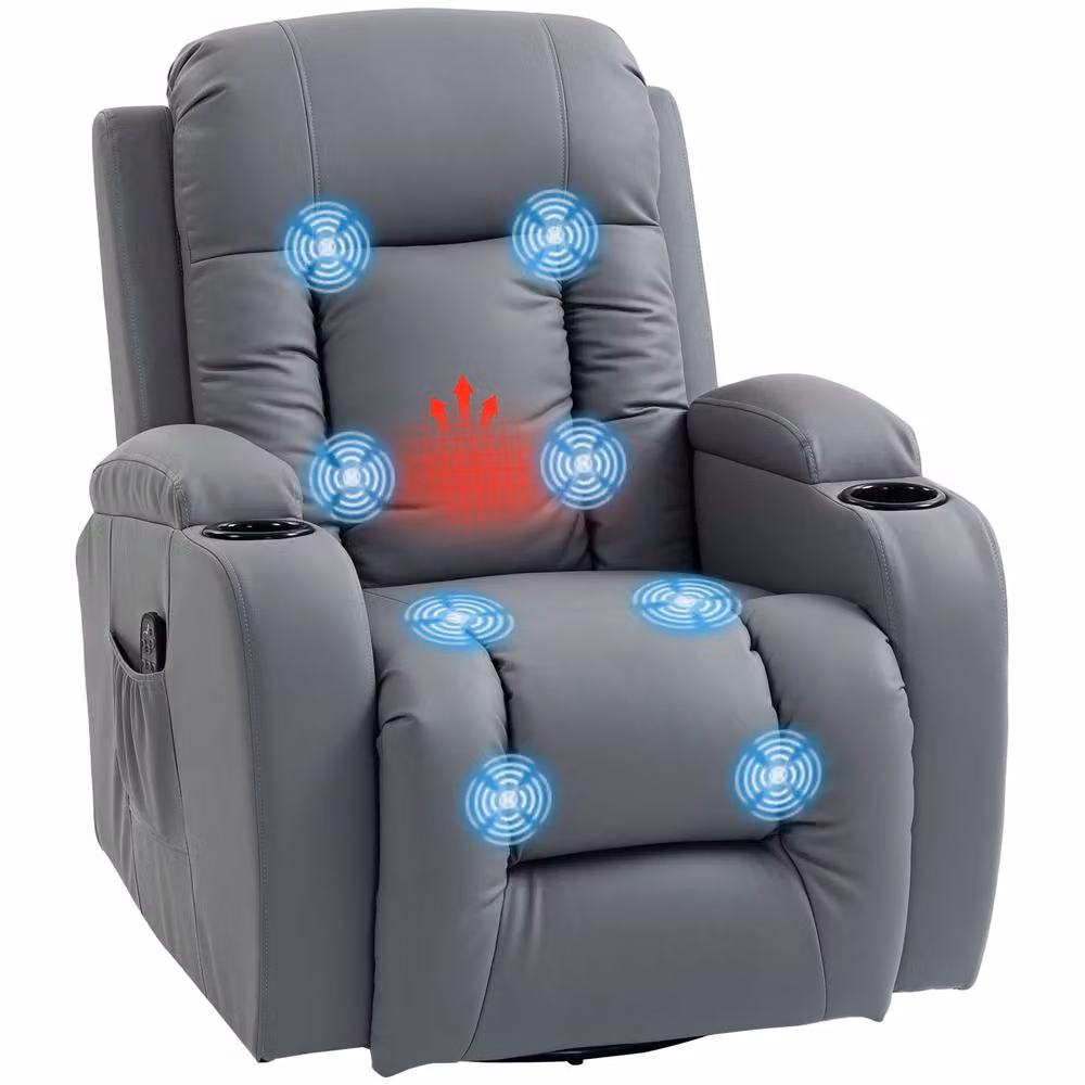 HOMCOM Grey Massage Recliner Armchair with 8 Vibration Modes and Heat Function – 2