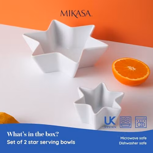 Mikasa White Porcelain Star Shaped Bowls, Set of 2 – 2