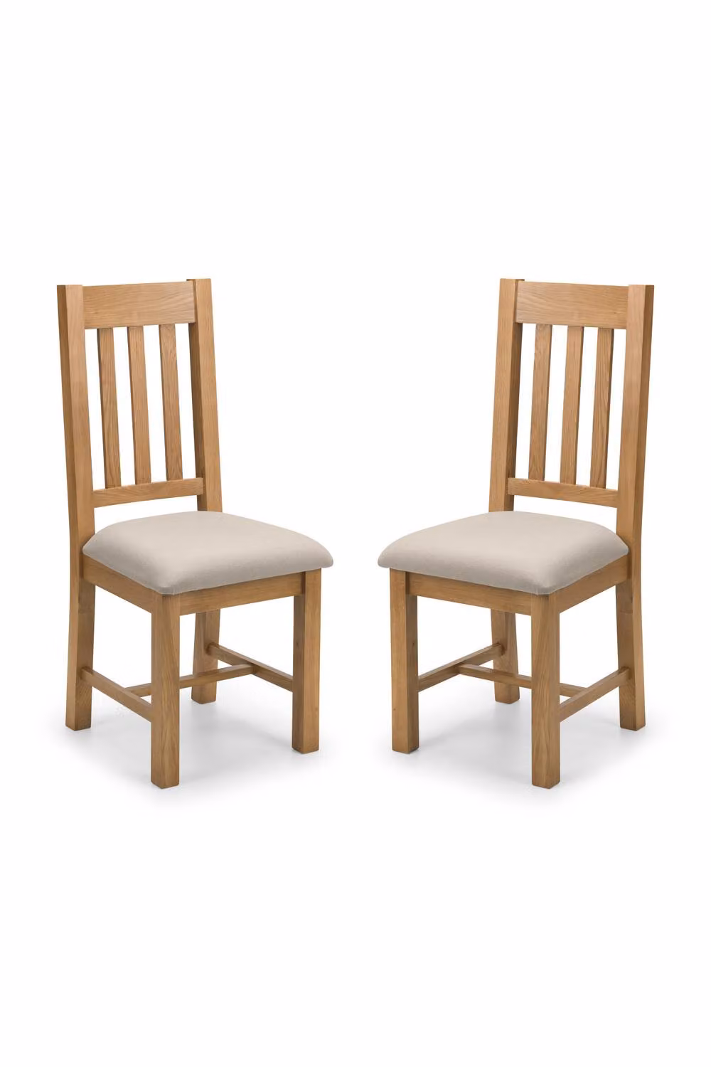 Julian Bowen Hereford Set of 2 Dining Chairs in Waxed Oak with Beige Fabric Upholstery – 2