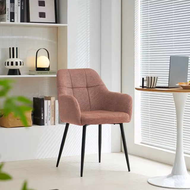 SONARA Modern Single Dining Chair in Red Chenille Fabric