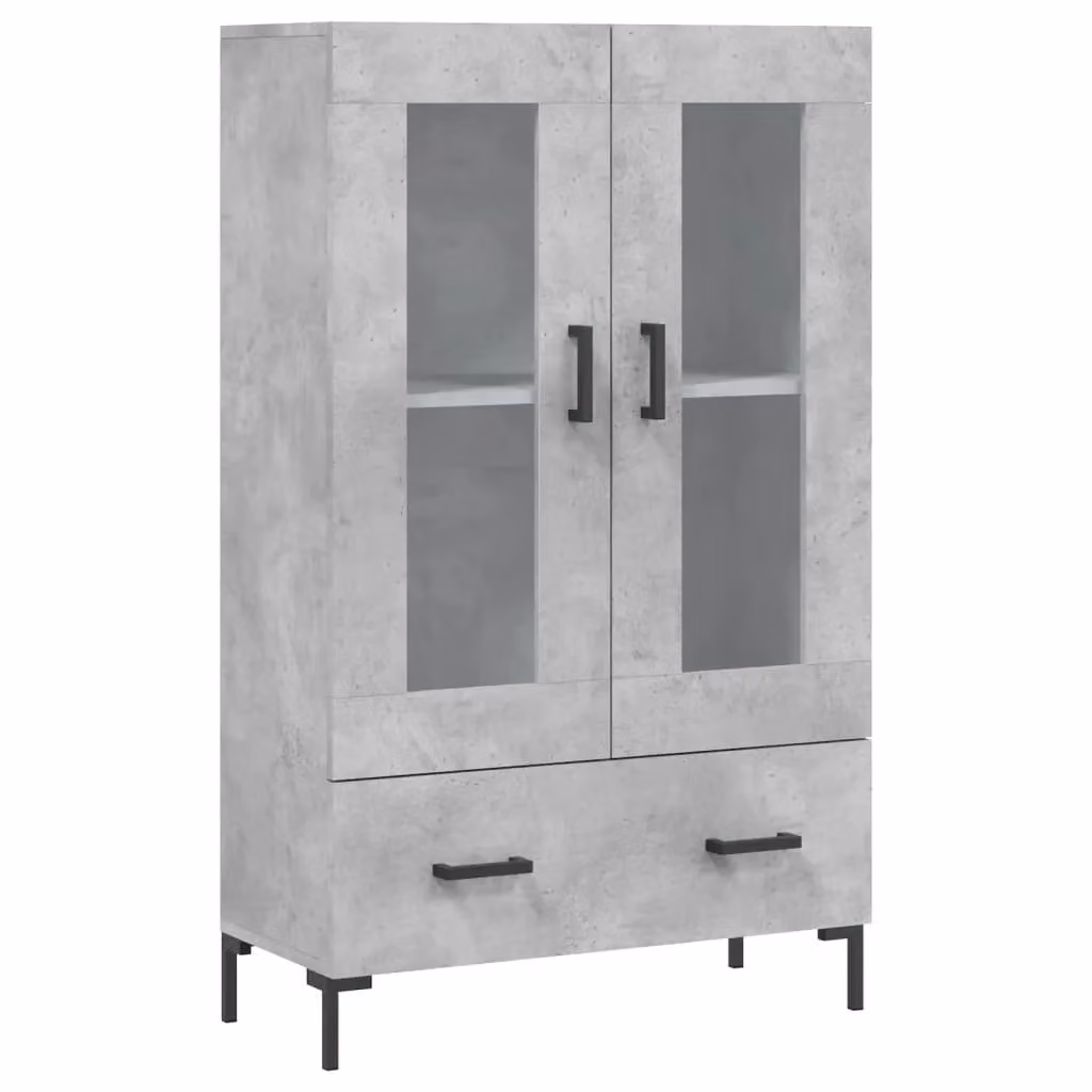 Berkfield Home Modern Highboard in Concrete Grey with Glass Doors, W/D/H: 69.5 x 31 x 115 cm – 2