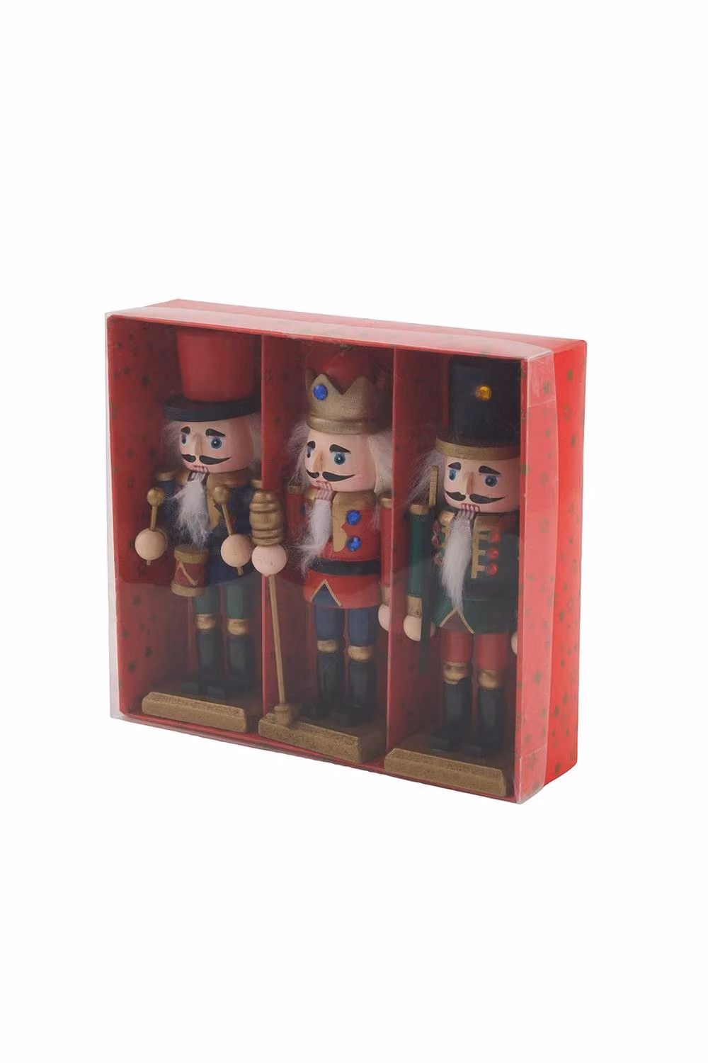 Living and Home Vintage 3 Piece Multicolour and Gold Wooden Nutcracker Figurine Christmas Tabletop Decoration Set – 2