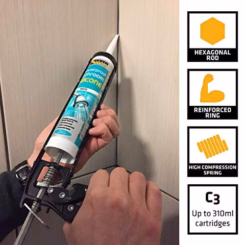 Everbuild Professional Caulk, Sealant and Adhesive Application Gun for up to 310 ml Cartridges, Black – 2