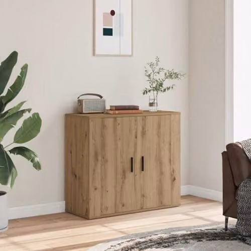 vidaXL Modern Sideboard in Brown Artisan Oak, W/D/H: 80 x 33 x 70 cm – 2