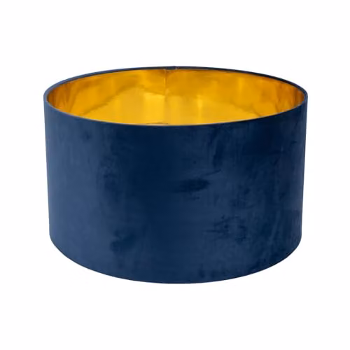 ValueLights Reni Large Cylinder Pendant Shade in Navy Blue Velvet with Gold Inner