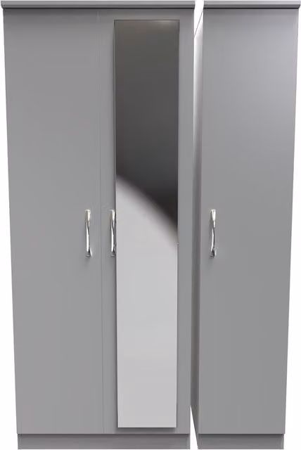 2 U Hampshire Triple Mirror Wardrobe in Dark Grey, Ready Assembled – 1