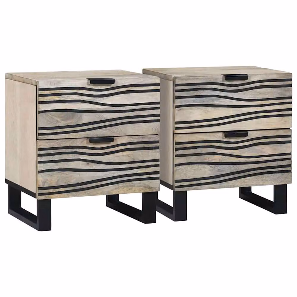 Berkfield Home Stylish Bedside Tables with Drawer, 2 Pack, Walnut, W: 40 cm, D: 33.5 cm, H: 46 cm – 2