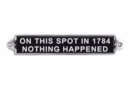 Minster On This Spot in 1784 Aluminium Wall Plaque in Black or Silver, W/H/D: 25 x 6 x 1 cm