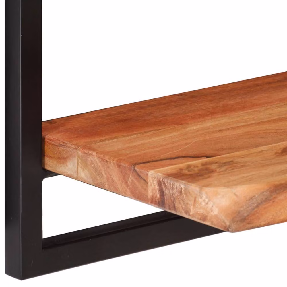 Berkfield Home Set of 2 Industrial Wall Mounted Shelves in Brown Acacia Wood and Steel, W/D/H: 80 x 25 x 35 cm – 5