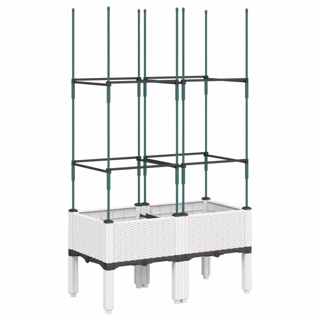 Berkfield Home Garden Planter with Trellis, White, W: 80 cm, D: 40 cm, H: 142.5 cm – 2