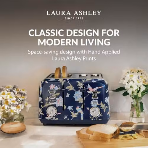 Laura Ashley 4 Slice Stainless Steel Toaster in Blue and Silver – 3