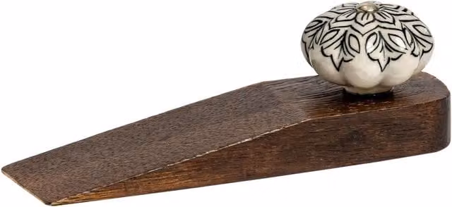Nicola Spring Traditional Vintage Wooden Door Wedge Stop in Brown and Multicolour