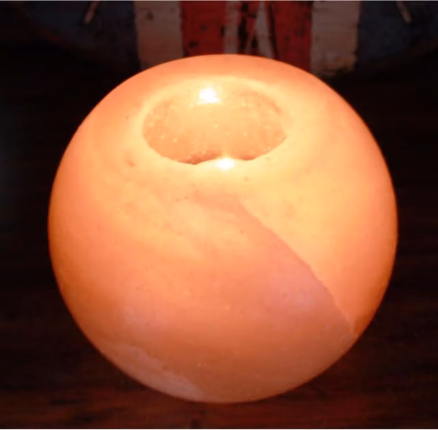 KDMK Round Himalayan Salt Tealight Candle Holder in Yellow, Pink and Orange