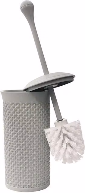 JVL Droplette Freestanding Plastic Toilet Brush Set in Grey, H 40 cm x W 12 cm x D 12 cm