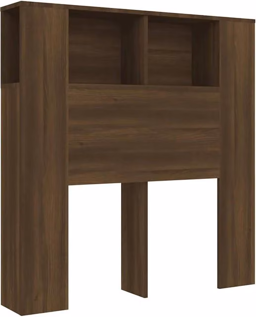 Berkfield Home Modern Wall Mounted Headboard Cabinet in Brown Oak, W/D/H: 100 x 18.5 x 104.5 cm