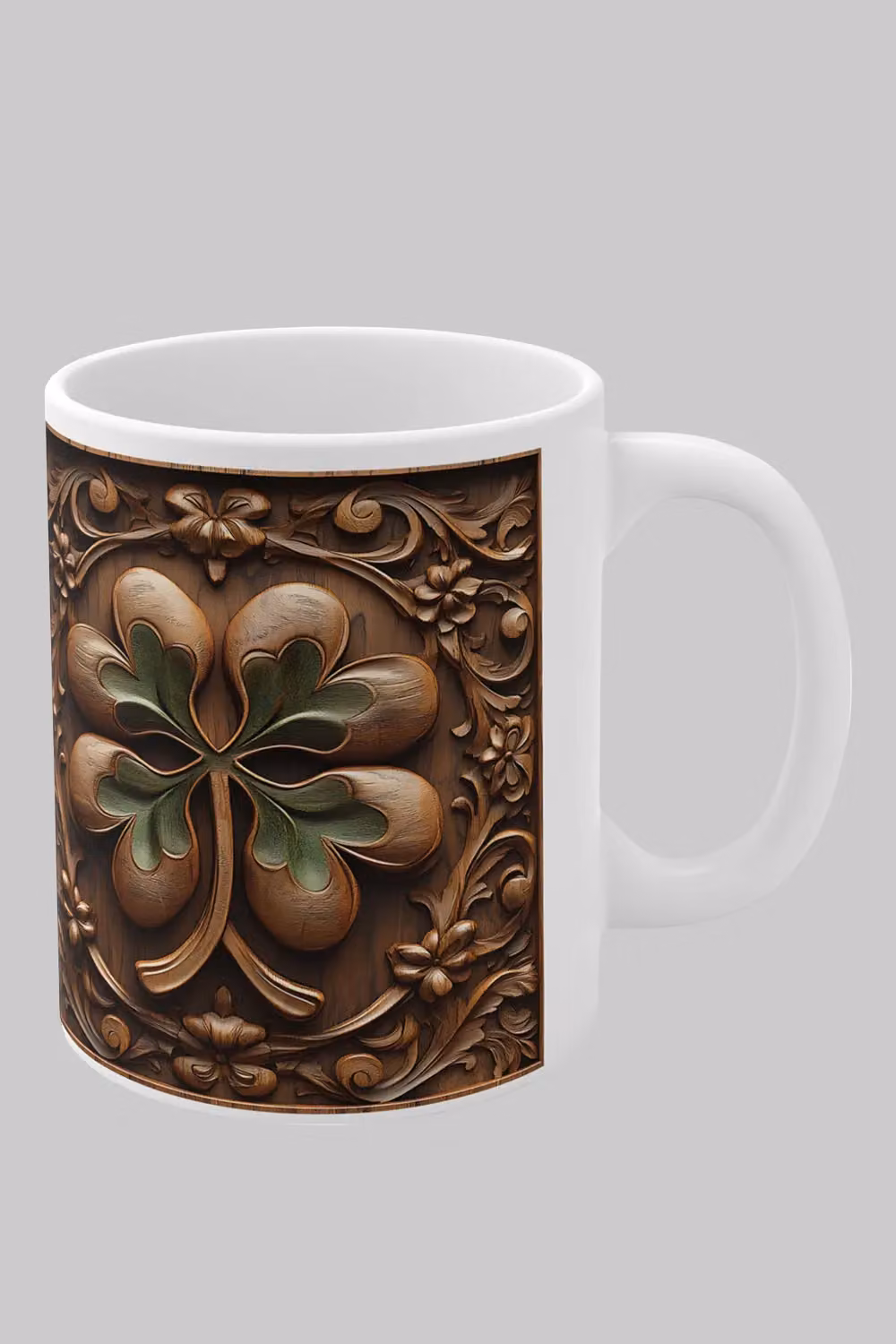 Simply Stunning Mugs Shamrock Relief Ceramic Mug Set of 4, White – 3