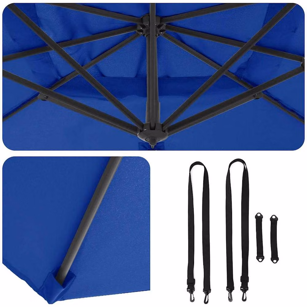 Berkfield Home Modern Azure Blue Cantilever Garden Umbrella with Polyester Canopy – 5